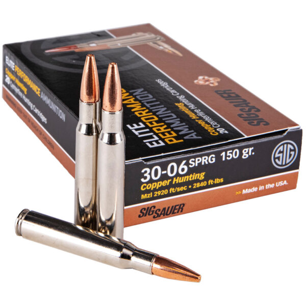 Sig Sauer Elite Copper Hunting Rifle Ammo 30-06 SPRG. 150 gr. Solid Copper 20 rd.