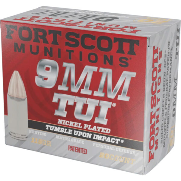 Fort Scott Munition Nickel Plated Pistol Ammo 9mm 115 gr. TUI 20 rd.