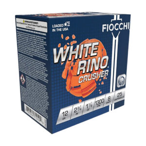FIOCCHI 12GA  2 3/4" 1 1/8oz #8 WHITE RINO CRUSHER 1300fps 25RD