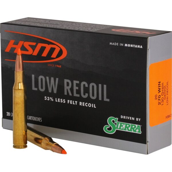 HSM Low Recoil Rifle Ammunition 270 Win. Sierra 130 gr. 20 rd.