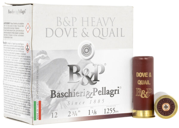 B&P Dove & Quail G 12 ga. 2 3/4in 1 1/8oz-8 shot 1255fps 25 rds/box ammo