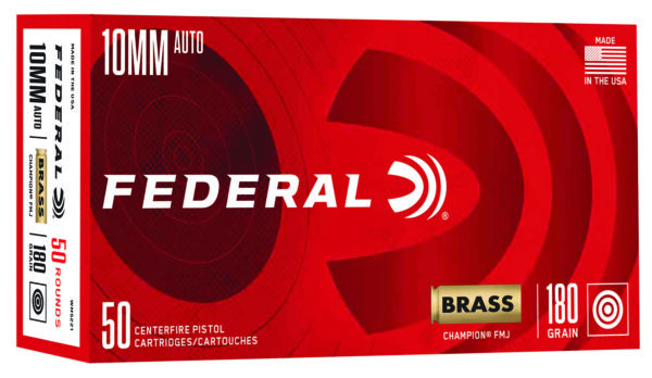 FEDERAL 10MM AUTO 180GR FMJ CHAMPION BRASS AMMO 20RD