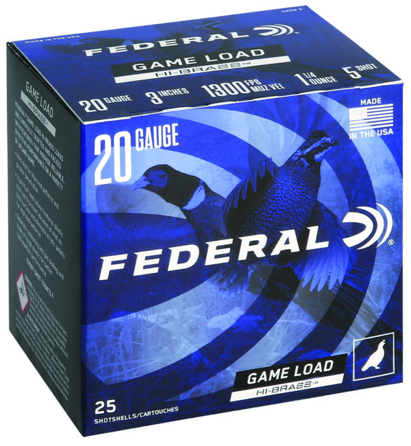 FEDERAL GAME-SHOK HI-BRASS LEAD SS 20GA 3" 3DR 1 1/4OZ 5 AMMO 25RD