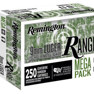 REMINGTON 9MM LUGER 115 FMJ RANGE HANDGUN  AMMO 250RD