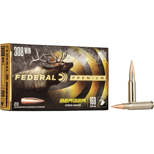 Federal Premium Rifle Ammo 308 Win. 168 gr. Berger Hybrid Hunter 20 rd.