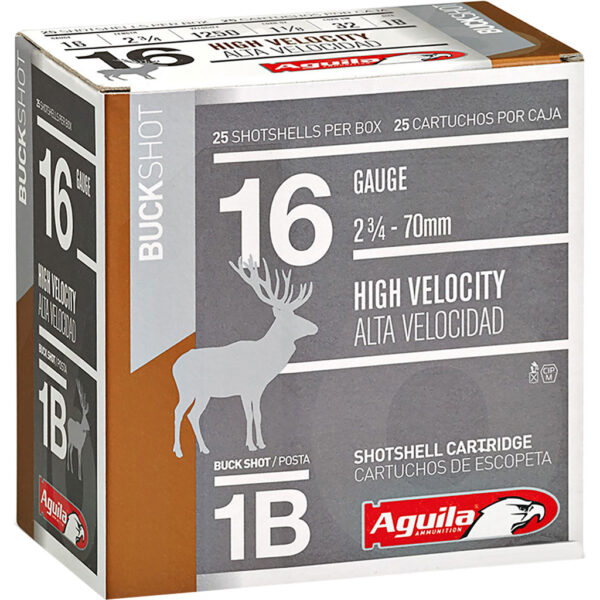 Aguila High Velocity Shotgun Game Load 16 ga. 2.75 in. 1 Buck Shot 25 rd.