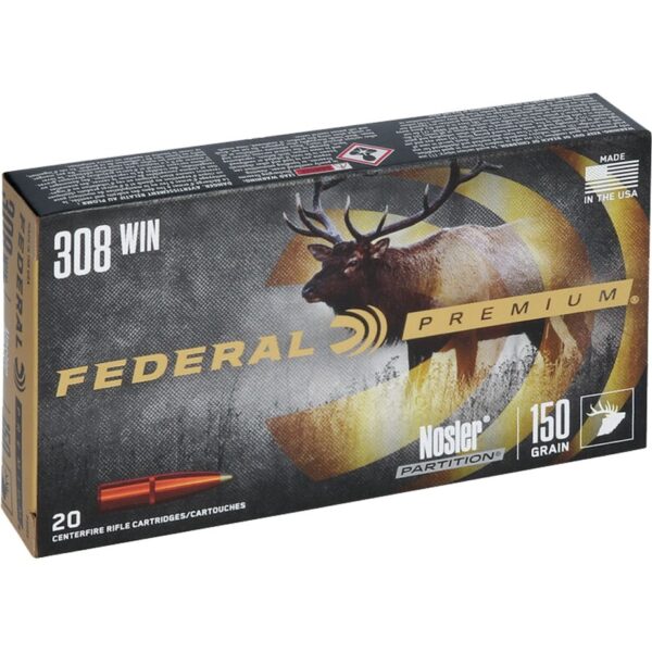 Federal Premium Rifle Ammo 308 Win. 150 gr. Nosler Partition 20 rd.