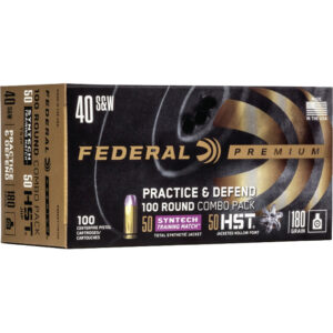 Federal Practice & Defend Pistol Ammo 40 S&W 180 gr. HST/Syntech 100 rd.