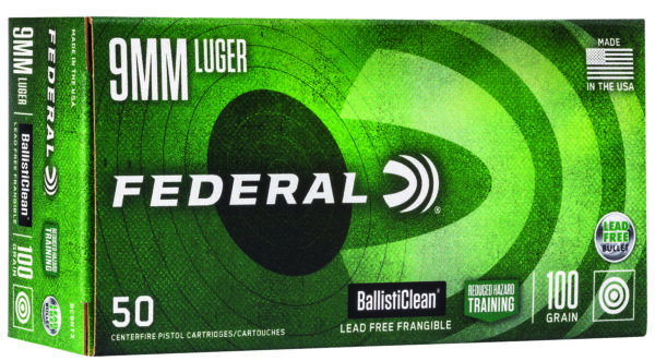FEDERAL 9MM LUGER (9X19MM) 100GR CQT FRANGIBLE AMMO 50RD
