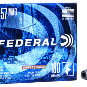 FEDERAL 357 MAG 180GR JACKETED HOLLOW POINT POWER-SHOK AMMO 20RD