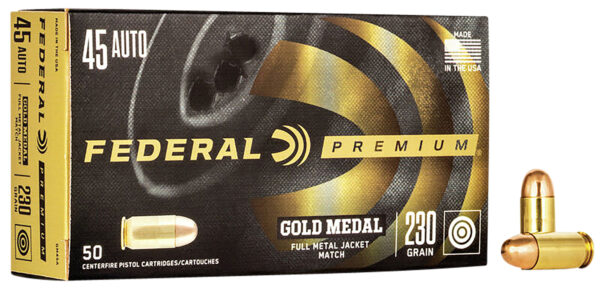FEDERAL 45 AUTO 230GR GOLD MEDAL MATCH FMJ AMMO 50RD