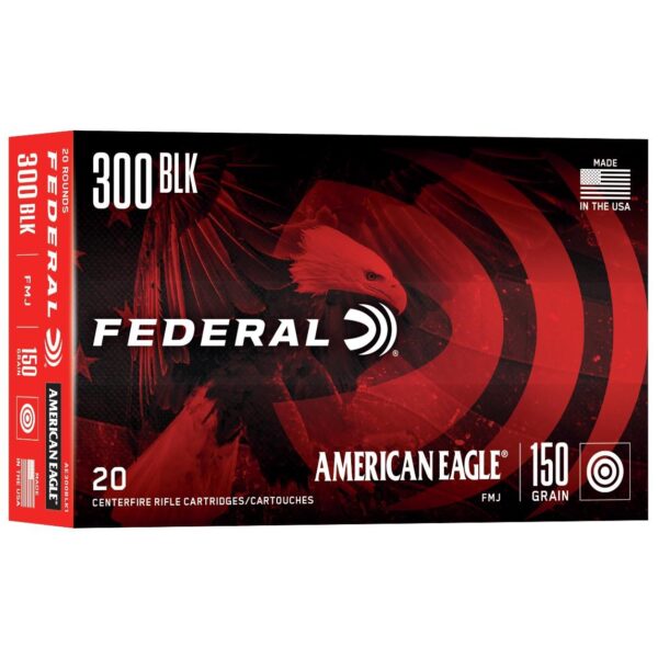 Federal American Eagle Rifle Ammo 300 Blackout 150 gr. FMJ Boat-Tail 20 rd.