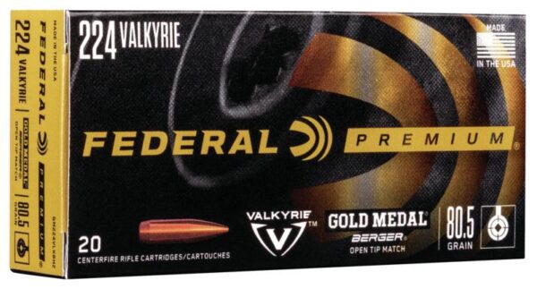 FEDERAL 224 VALKYRIE 80.5GR GOLD MEDAL BERGER AMMO 20RD