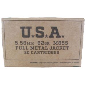 Lake City USA 5.56mm X 45mm M855 GREEN TIP 62gr FMJ 20/RD Brown Box