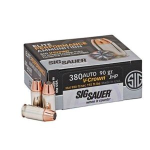 Sig Sauer Elite V-Crown Performance Pistol Ammo 380 ACP 95 gr. JHP 50 rd.