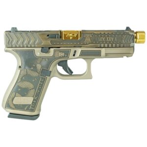 GLOCK G19 GEN5 9MM FXD W/FR SERR 15RD-REVOLUTION FULL ENGR COL BRN GOLD BRL