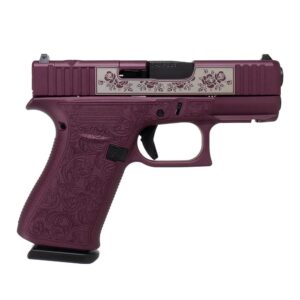 GLOCK 43X MOS FXD 5.5lb w/front rails-FULL ENGRVD PAISLEY BLACK CHERRY