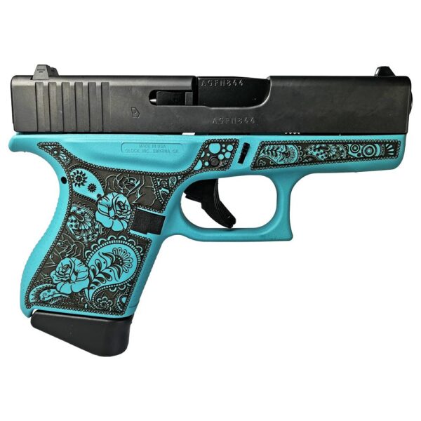 GLOCK G43 9MM 3.4" 3/6RD Engraved Frame Only Tiffany and Paisley)
