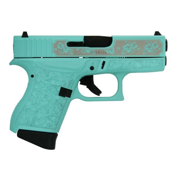 GLOCK G43 9MM 3.4" 3/6RD CUSTOM ENGRAVED GLOCK AND ROSE TIFFANY